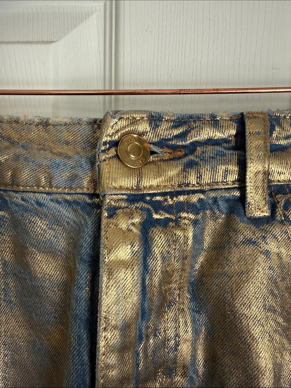 Zara Blue and Gold Ombre Straight Denim Skirt - Picture 4 of 5